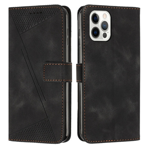 iPhone 14 Pro Dream Triangle Leather Phone Case with Lanyard - Black