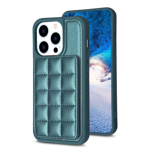 iPhone 14 Pro Grid Card Slot Holder Phone Case - Green