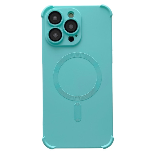 iPhone 14 Pro Four-corner Shockproof Skin Feel MagSafe Magnetic Phone Case - Cyan Blue