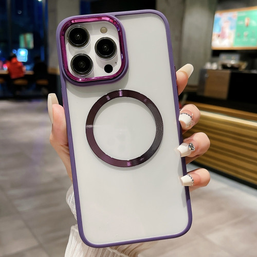 iPhone 14 Pro Plating Magsafe TPU + Acrylic Phone Case - Purple