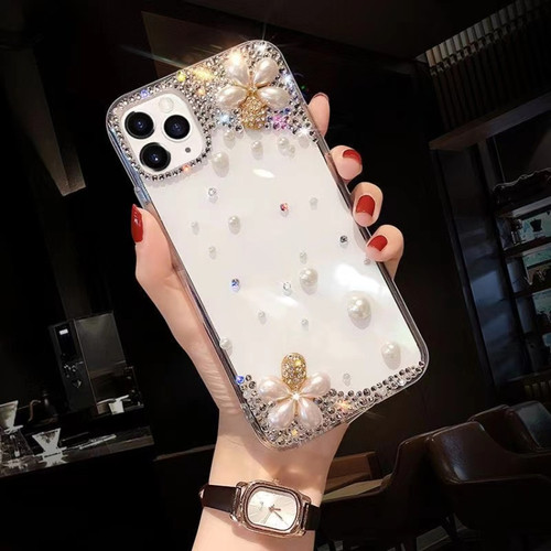 iPhone 14 Pro Pearl Flower Diamond TPU Phone Case