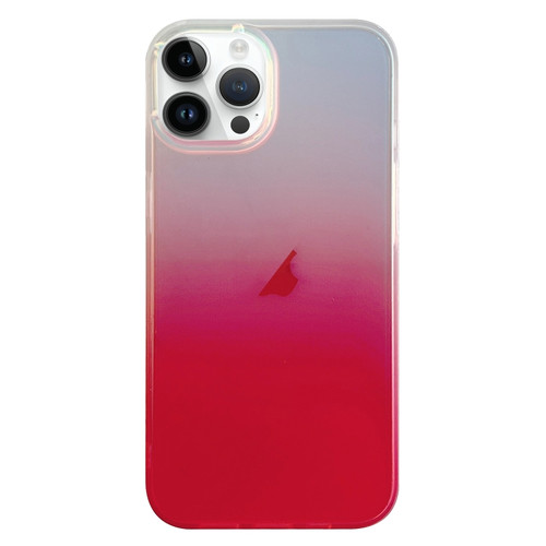 iPhone 14 Pro Double Sided IMD Laser Gradient PC Phone Case - Pink