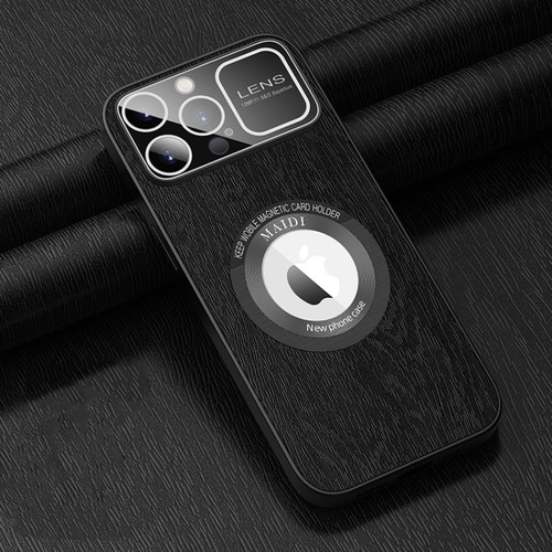 iPhone 14 Pro MagSafe Magnetic Tree Texture PU Phone Case - Black
