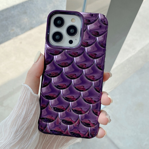 iPhone 14 Pro 3D Scale Style TPU Phone Case - Deep Purple