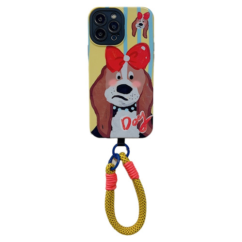 iPhone 14 Pro 2 in 1 Wristband Phone Case - Bow Tie Dog