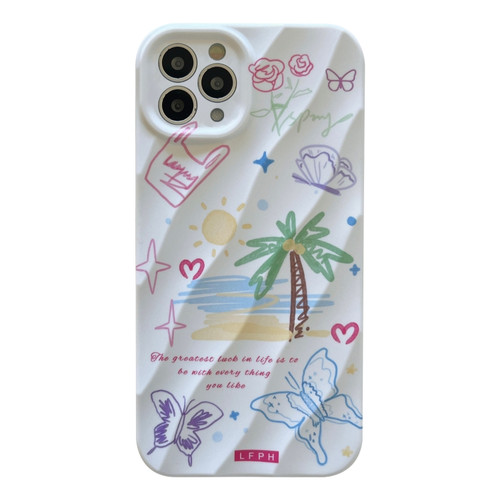 iPhone 14 Pro 2 in 1 Minimalist Pattem PC Shockproof Phone Case - Coconut Tree