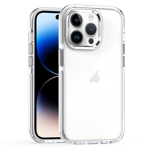 iPhone 14 Pro Two-color TPU Transparent PC Phone Case - White