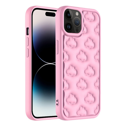 iPhone 14 Pro 3D Cloud Pattern TPU Phone Case - Pink