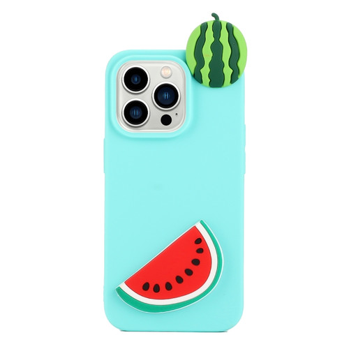 iPhone 14 Pro 3D Silicone Lying Cartoon TPU Phone Case - Watermelon