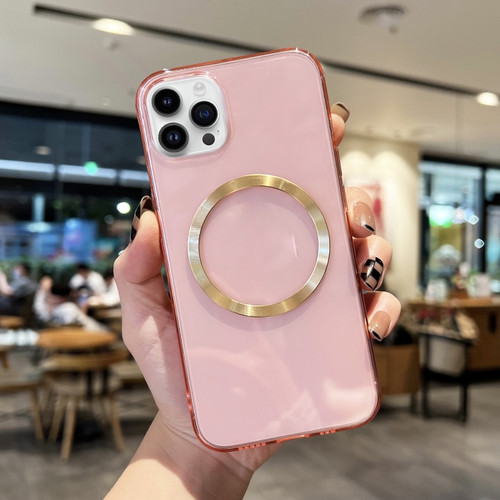 iPhone 14 Pro CD Texture MagSafe TPU Phone Case - Transparent Pink