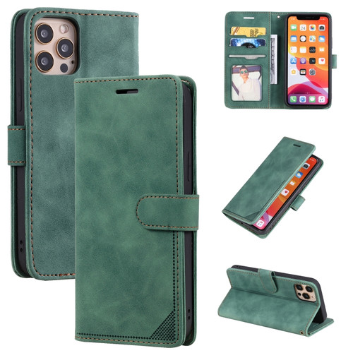 iPhone 14 Pro Skin Feel Anti-theft Brush Horizontal Flip Leather Phone Case - Green