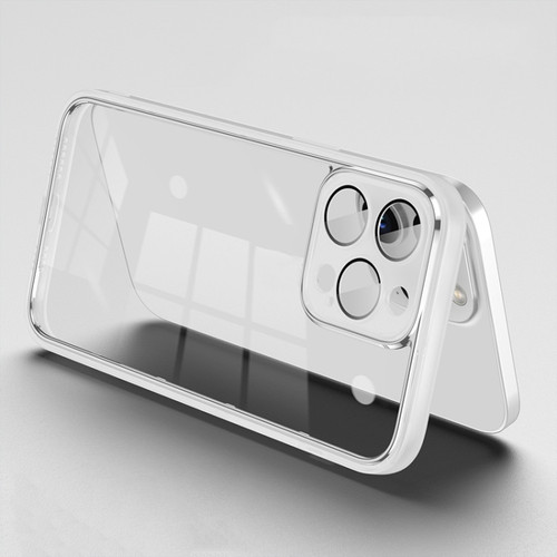 iPhone 14 Pro Electroplated PC Transparent Phone Case - White