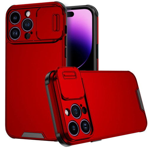 iPhone 14 Pro Sliding Camera Cover Design PC + TPU Phone Case - Red