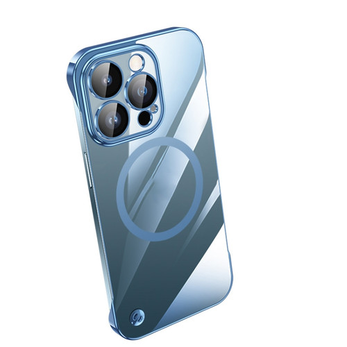 iPhone 14 Pro Electroplating Frameless Magsafe Magnetic PC Phone Case - Sierra Blue