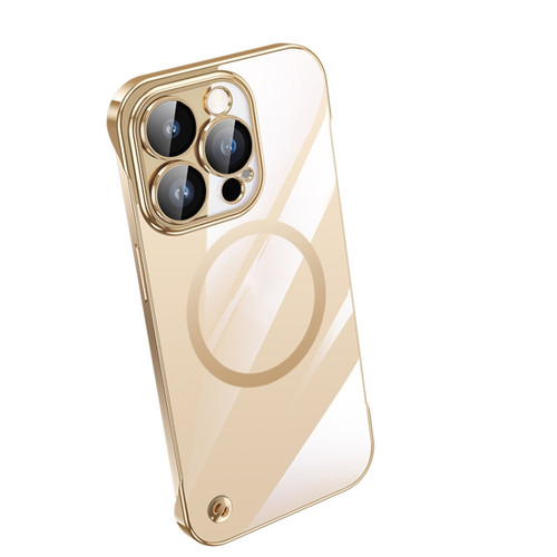 iPhone 14 Pro Electroplating Frameless Magsafe Magnetic PC Phone Case - Gold