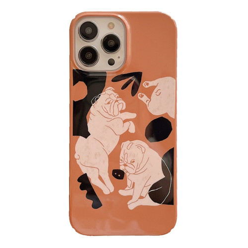 iPhone 14 Pro Cartoon Film Craft Hard PC Phone Case - Bulldog