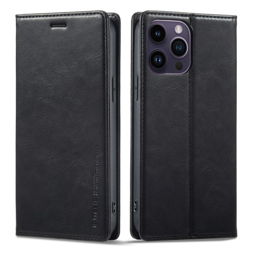 iPhone 14 Pro LC.IMEEKE RFID Anti-theft Leather Phone Case - Black