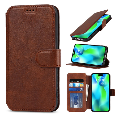 iPhone 14 Pro Shockproof PU + TPU Leather Phone Case - Brown