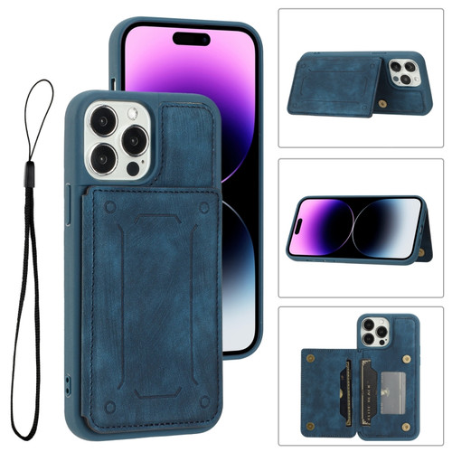 iPhone 14 Pro Dream Magnetic Back Cover Card Wallet Phone Case - Blue
