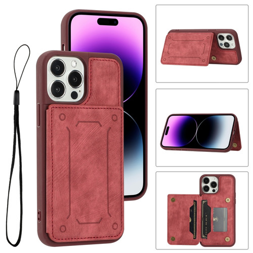 iPhone 14 Pro Dream Magnetic Back Cover Card Wallet Phone Case - Red