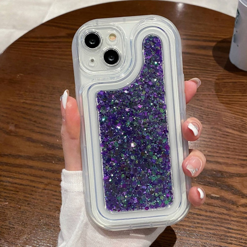 iPhone 14 Pro Chameleon Sequins Epoxy Phone Case - Purple