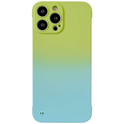 iPhone 14 Pro Frameless Skin Feel Gradient Phone Case - Green + Light Blue
