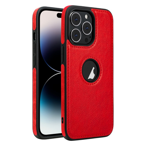 iPhone 14 Pro Leather Texture Stitching Phone Case - Red