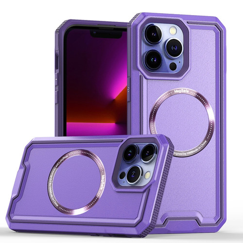 iPhone 14 Pro Armour Two-color MagSafe Magnetic TPU + PC Phone Case - Purple