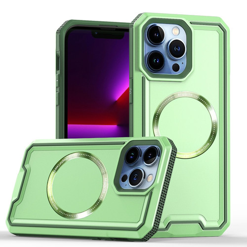 iPhone 14 Pro Armour Two-color MagSafe Magnetic TPU + PC Phone Case - Green