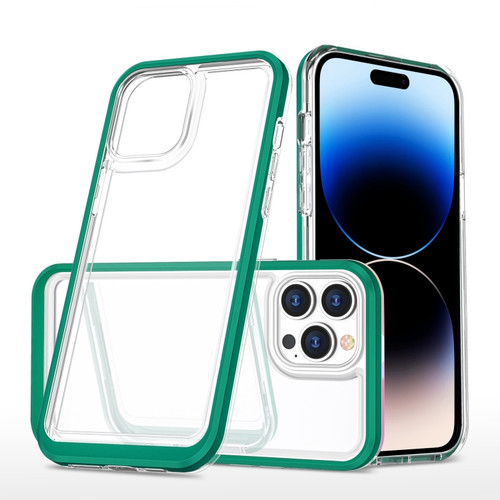 iPhone 14 Pro Clear Acrylic + PC + TPU Shockproof Phone Case  - Dark Green
