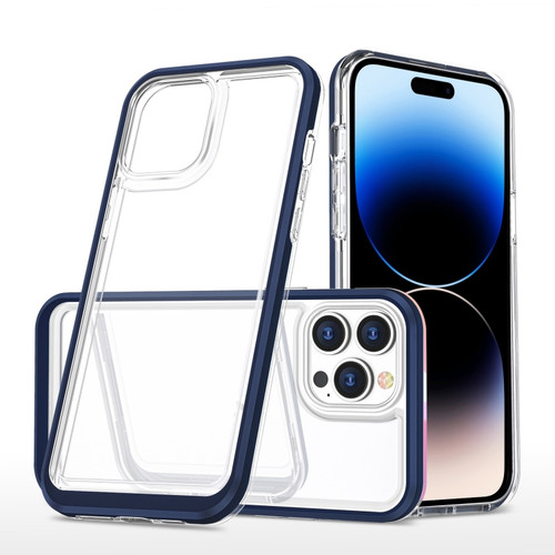 iPhone 14 Pro Clear Acrylic + PC + TPU Shockproof Phone Case  - Navy Blue