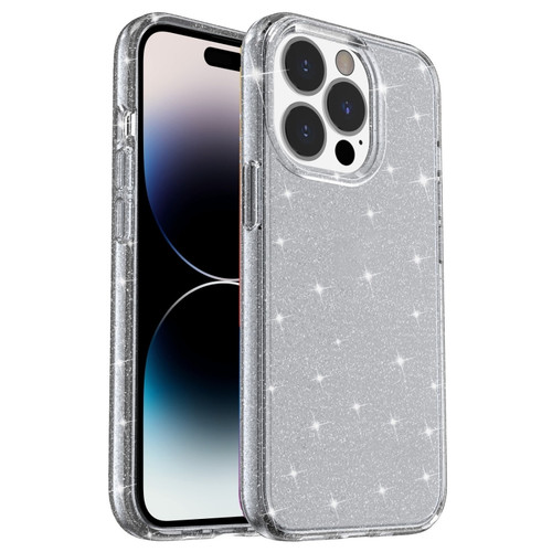 iPhone 14 Pro Shockproof Terminator Style Glitter Powder Protective Case  - Grey