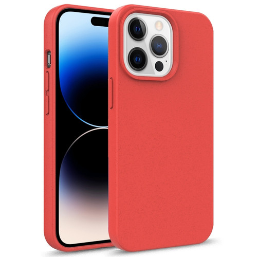 iPhone 14 Pro Starry Series Shockproof Straw Material + TPU Protective Phone Case  - Red