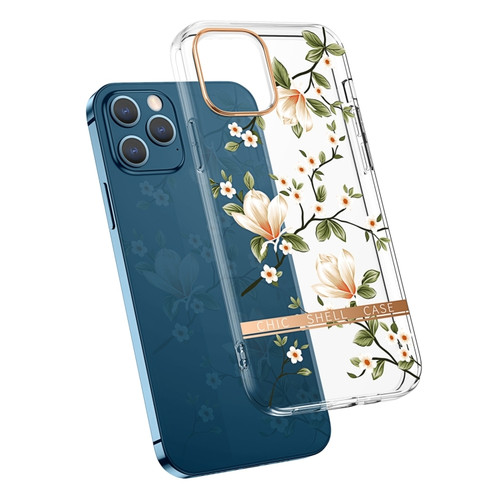 iPhone 14 Pro Translucent Electroplating Flower Phone Case  - Magnolia