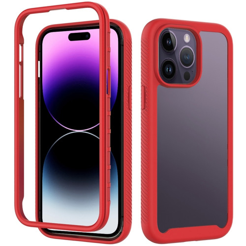iPhone 14 Pro Starry Sky Solid Color PC + TPU Phone Case  - Red