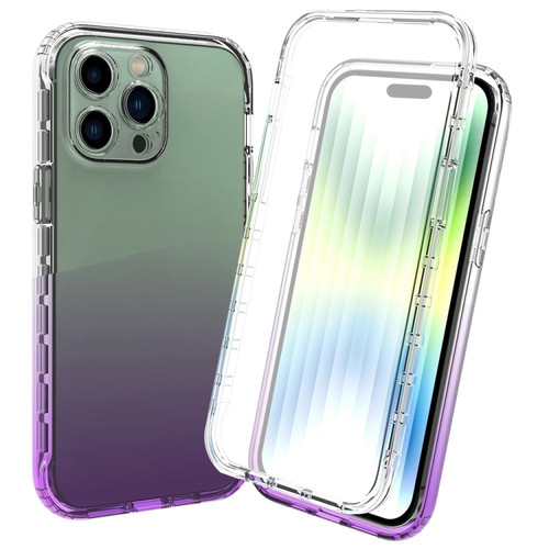 iPhone 14 Pro Full Body Shockproof Clear Gradient Phone Case  - Purple