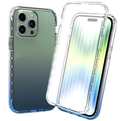 iPhone 14 Pro Full Body Shockproof Clear Gradient Phone Case  - Blue