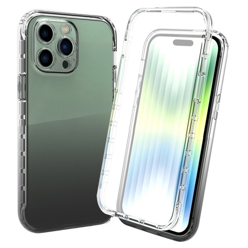 iPhone 14 Pro Full Body Shockproof Clear Gradient Phone Case  - Black