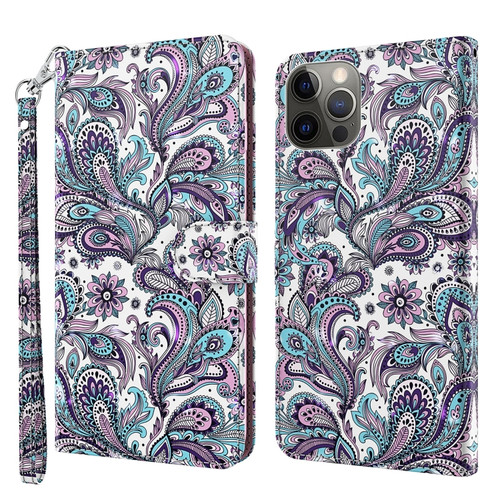 iPhone 14 Pro 3D Painting Pattern Flip Leather Phone Case  - Swirl Pattern