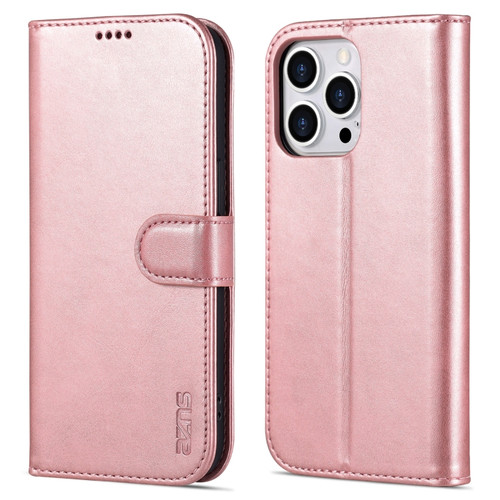 iPhone 14 Pro AZNS Skin Feel Calf Texture Horizontal Flip Leather Case - Rose Gold