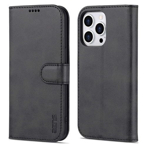 iPhone 14 Pro AZNS Skin Feel Calf Texture Horizontal Flip Leather Case - Black