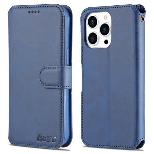 iPhone 14 Pro AZNS Calf Texture Flip Leather Phone Case - Blue