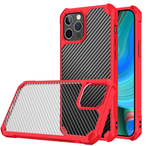 iPhone 14 Pro Carbon Fiber Acrylic Shockproof Phone Case - Red