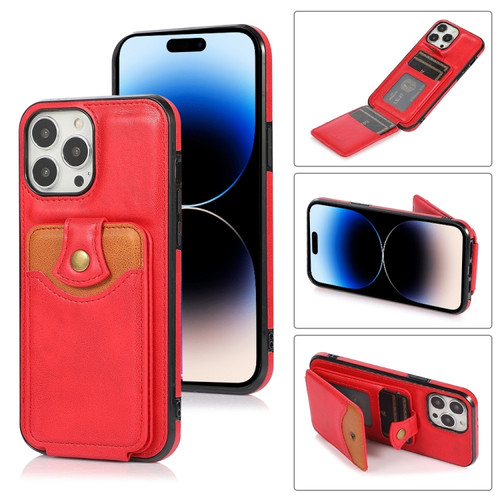 iPhone 14 Pro Soft Skin Wallet Bag Phone Case - Red