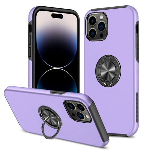 iPhone 14 Pro Magnetic Ring Kickstand Shockproof Phone Case - Purple