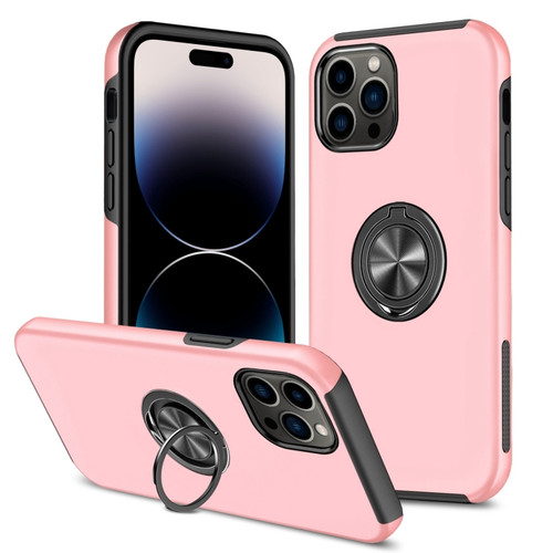 iPhone 14 Pro Magnetic Ring Kickstand Shockproof Phone Case - Rose Gold