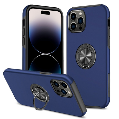 iPhone 14 Pro Magnetic Ring Kickstand Shockproof Phone Case - Blue