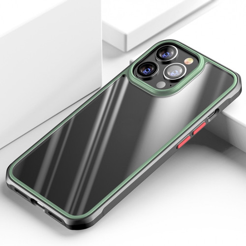 iPhone 14 Pro TPU + Clear PC Four-corner All-inclusive Phone Case - Green