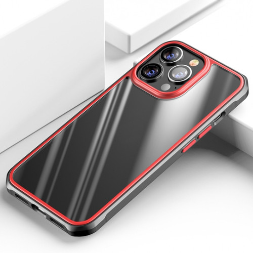 iPhone 14 Pro TPU + Clear PC Four-corner All-inclusive Phone Case - Red