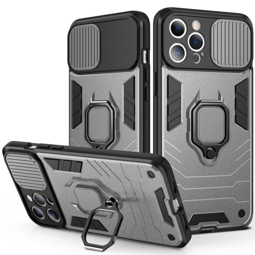 iPhone 14 Pro Sliding Camera Cover Design TPU + PC Phone Case - Grey